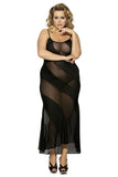 Plus Size Sexy Spiral Semi Sheer Lace Maxi Nightdress