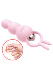 Leten Cute Pink Silicone Butt Plug with Finger Loop