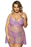 Plus Size Sexy Sheer See Through Babydoll Lingerie Set