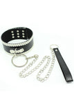 Leather Collar and Chain Leash Set