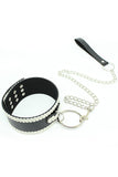Leather Collar and Chain Leash Set