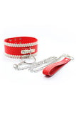 Leather Collar and Chain Leash Set