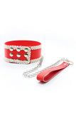 Leather Collar and Chain Leash Set