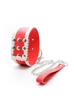 Leather Collar and Chain Leash Set