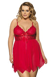 Plus Size Asymetric Hem Babydoll Dress and Matching Panties