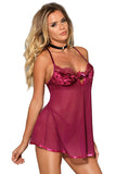 Floral Lace Keyhole Babydoll Lingerie Set