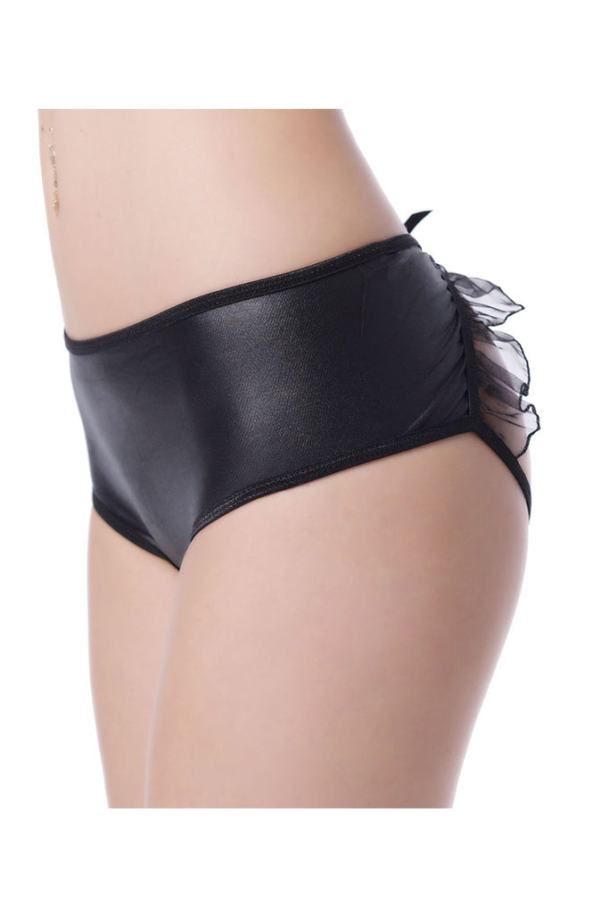 Erotic Open Back Faux Leather Spanking Panties