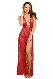 Plus Size Floral Lace Side Slit Maxi Dress