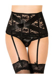 Criss Cross Floral Lace High Waist garter Belt Set