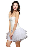 Bride Waist Training Corset Steel Boned Bustier Black White