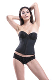 Waist Trainer with Latex Hook Closures 9 Steel Boned - Black Nude