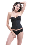 Waist Trainer with Latex Hook Closures 9 Steel Boned - Black Nude