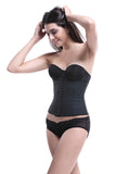 Waist Trainer with Latex Hook Closures 9 Steel Boned - Black Nude