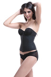 Waist Trainer with Latex Hook Closures 9 Steel Boned - Black Nude