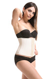 Waist Trainer with Latex Hook Closures 9 Steel Boned - Black Nude
