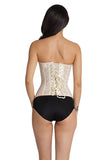 Long Overbust Floral Jacquard Corset
