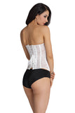 Long Overbust Floral Jacquard Corset