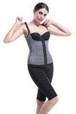 Gray Neoprene Waist Trainer with Zipper and Hooks 6 Steel Boned