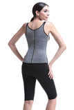 Gray Neoprene Waist Trainer with Zipper and Hooks 6 Steel Boned