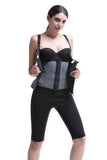 Gray Neoprene Waist Trainer with Zipper and Hooks 6 Steel Boned