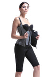 Gray Neoprene Waist Trainer with Zipper and Hooks 6 Steel Boned