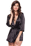 Short Satin Lace Robe Nightwear With Waist Satin Tie