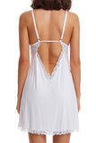Plunge Neckline Satin Tie Black and Lace Chemise Black Red