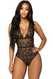 V-Neck Cut Red or Black Lace Temptation Bodysuit
