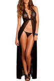 Backless Halter Sheer Maxi Dress