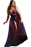 Purple Lace Basque Set with Maxi Skirt