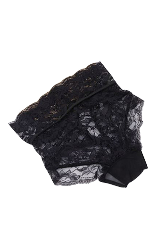 High Waisted Lace-Up Floral Lace Panties