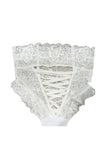High Waisted Lace-Up Floral Lace Panties