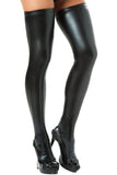 Wet Look Faux Leather Thigh High Stockings