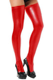 Wet Look Faux Leather Thigh High Stockings