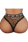 Letter Leopard Printed Bra and G-String Thong Set