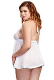 Plus Size Lace and Mesh Babydoll Set