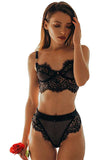 See Through Hollow Women Underwear Sexy Girl Bra Set Lace Patchwork