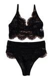 See Through Hollow Women Underwear Sexy Girl Bra Set Lace Patchwork