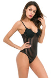 Plunging Neck Eyelash Lace Cami Bodysuit