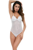Plunging Neck Eyelash Lace Cami Bodysuit