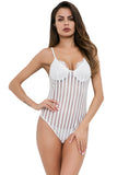 Plunging Neck Eyelash Lace Cami Bodysuit