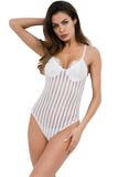 Plunging Neck Eyelash Lace Cami Bodysuit