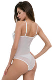 Plunging Neck Eyelash Lace Cami Bodysuit
