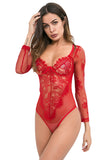 Women Hollow Out Lace One Piece Bodysuit Teddy Lingerie