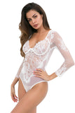 Women Hollow Out Lace One Piece Bodysuit Teddy Lingerie