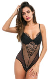 See Through Lingerie V-Neck Floral One Piece Lace Bodysuit