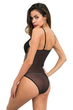See Through Lingerie V-Neck Floral One Piece Lace Bodysuit