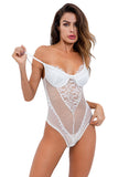See Through Lingerie V-Neck Floral One Piece Lace Bodysuit