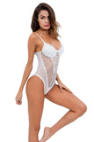 See Through Lingerie V-Neck Floral One Piece Lace Bodysuit