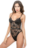 Women Plunge Eyelash Lace Bodysuit